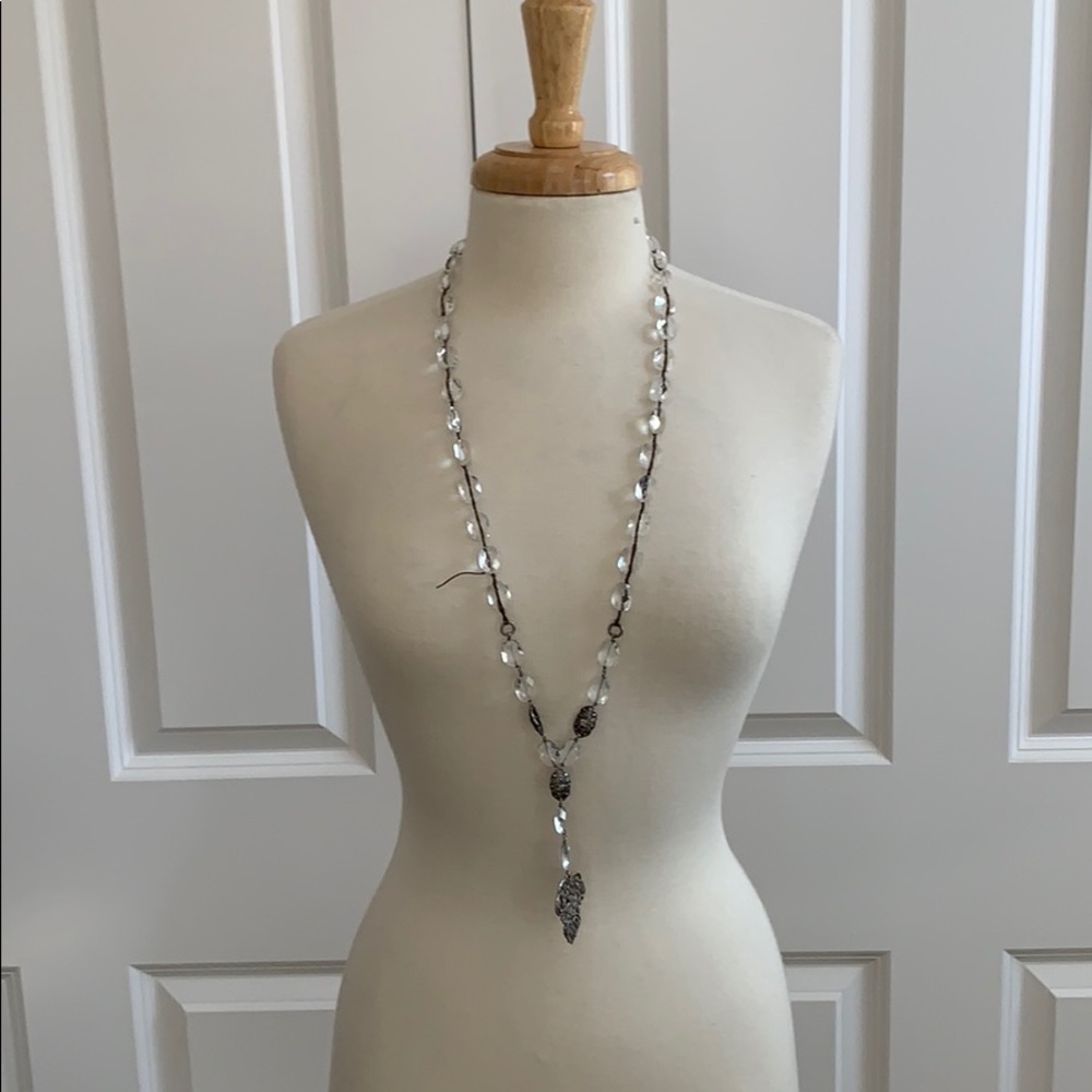 Love Heals clear beaded necklace w/ silver charms